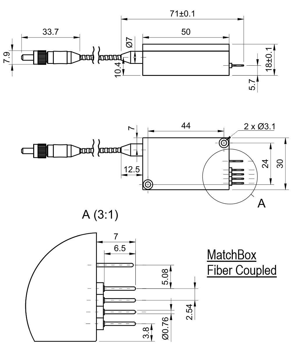 0405L-13A-NI-PT-NF 405nm SM Fiber Diode Laser